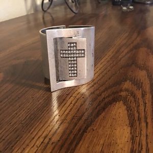 Metal Cuff with Rhinestone Cross Detail